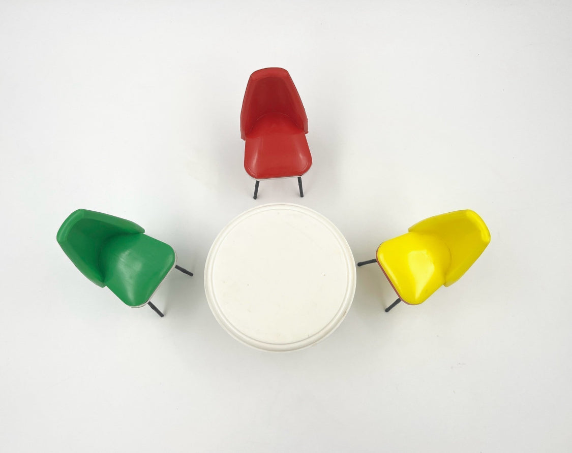 Vintage doll furniture table and chairs 1950s