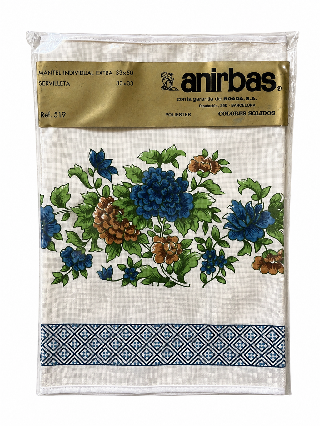 Vintage Placemat &amp; Napkin Set – NOS in Original Packaging – Anirbas Barcelona