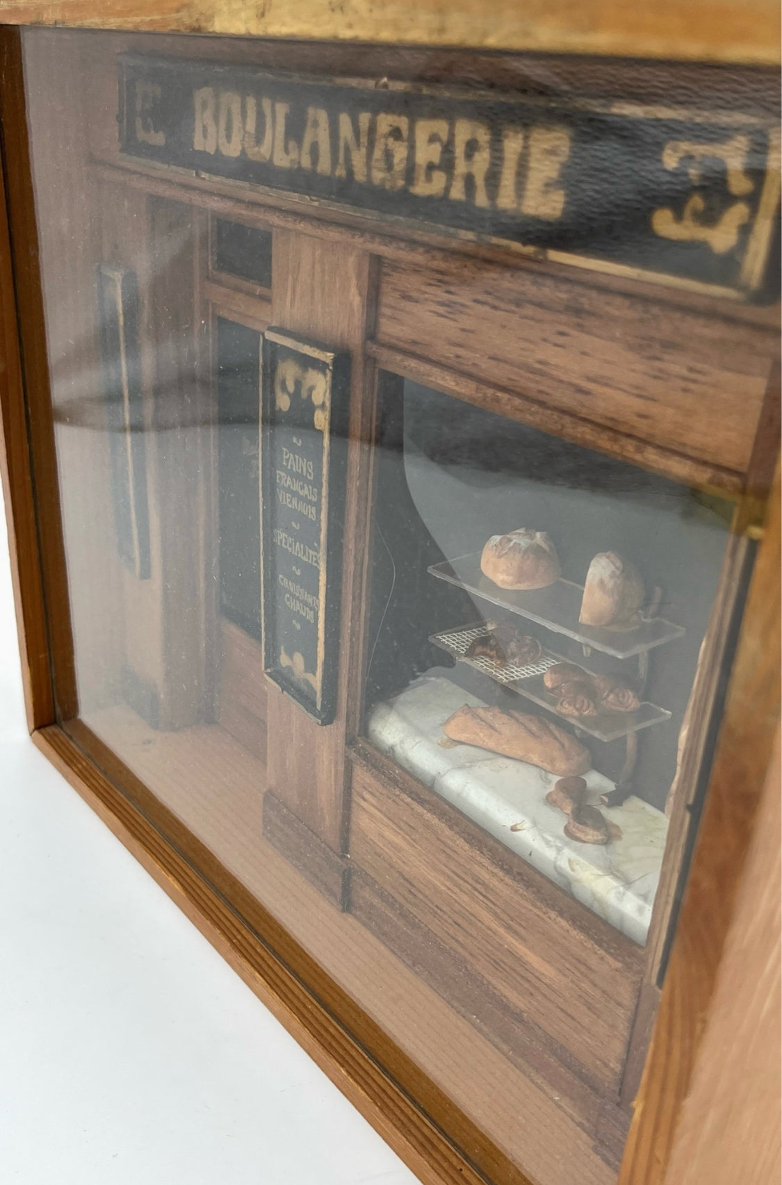 Antique Diorama Shadow Box French Boulangerie Miniature
