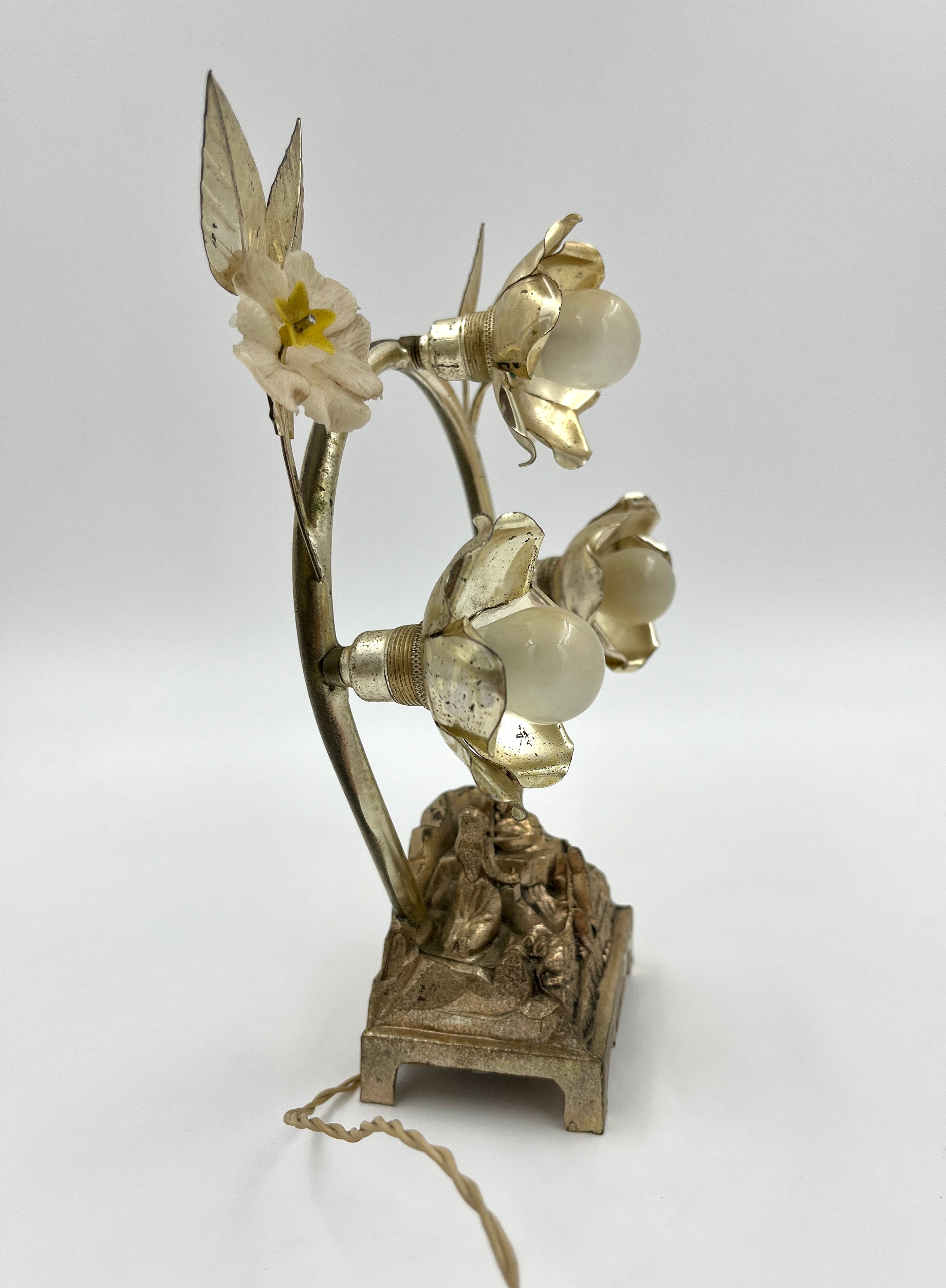 Vintage Lourdes Lamp with Music Box France/Switzerland, Mid-20th Century