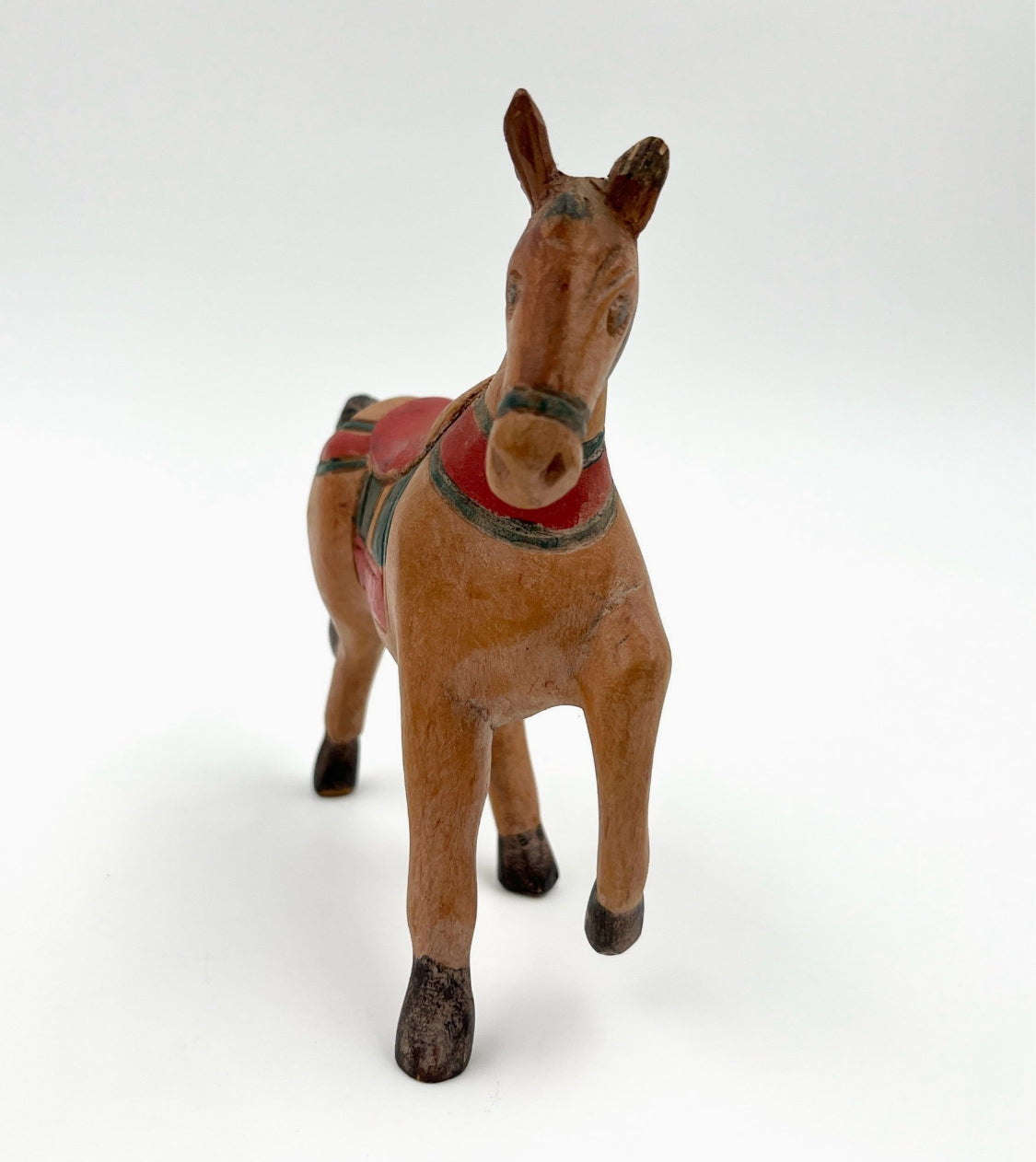 Vintage Hand-Painted Wooden Horse Figurine Retro Decor