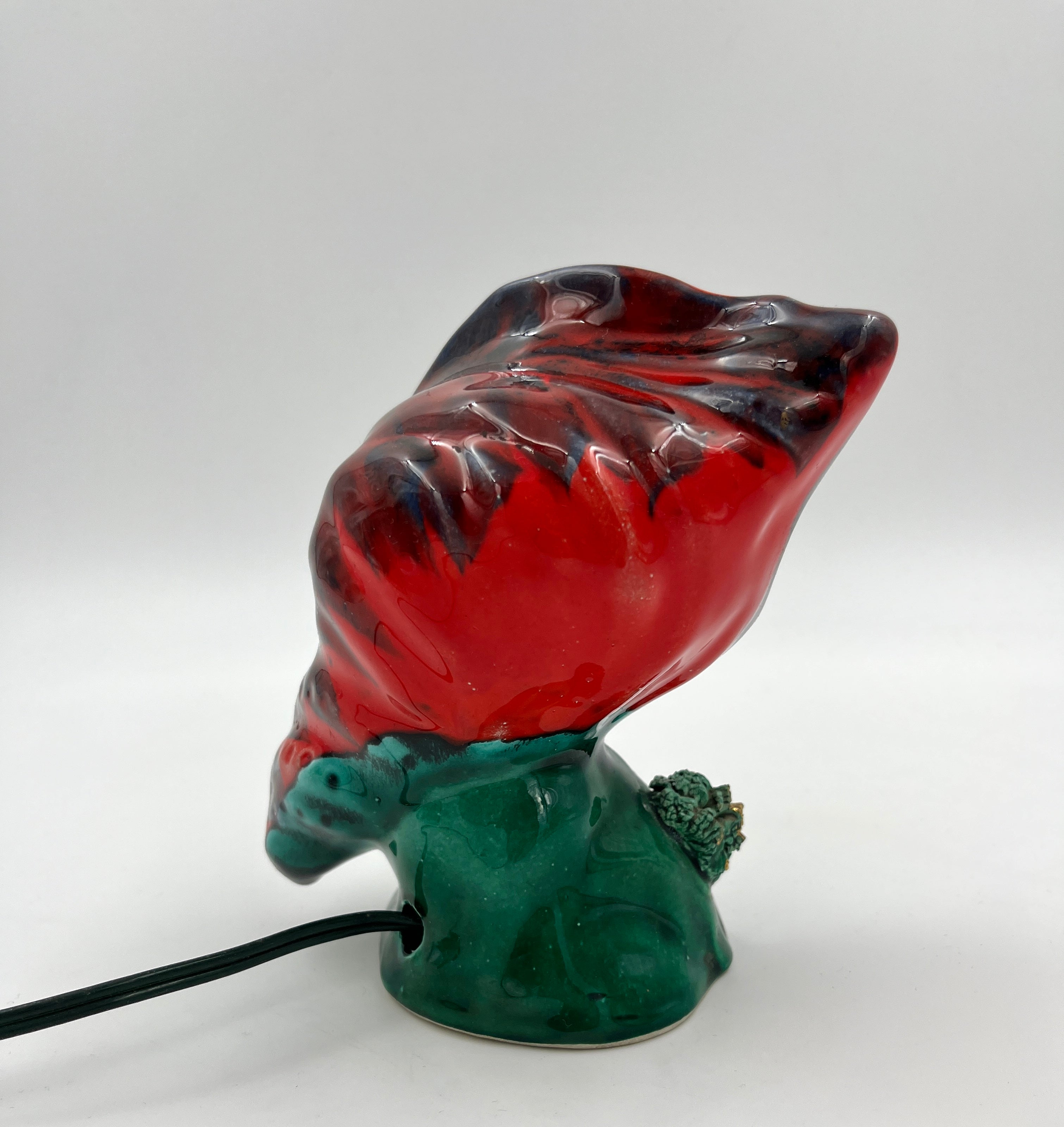 Vintage Vallauris Shell Lamp with Fish French Retro Ceramic Lamp