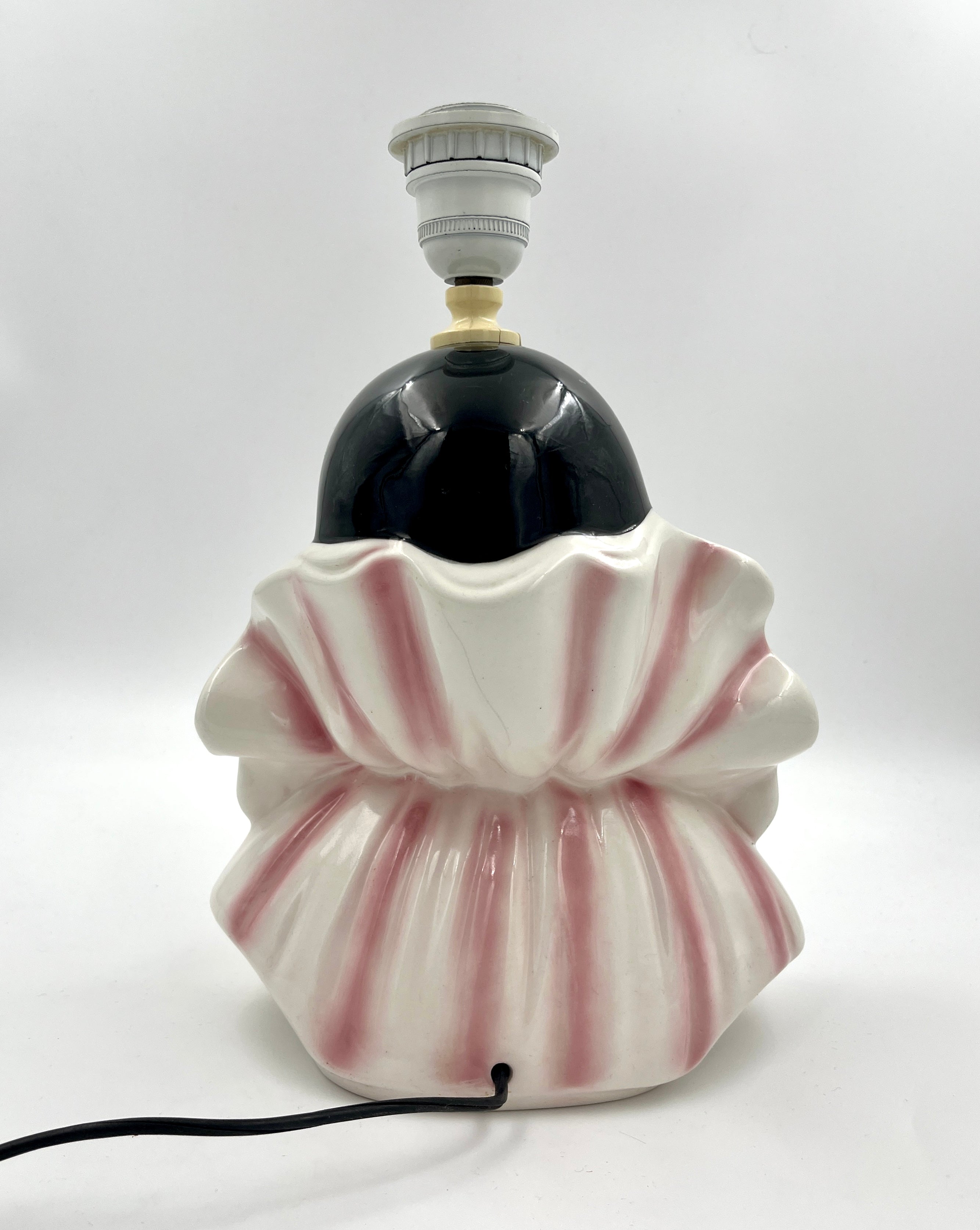 Vintage Pierrot Table Lamp in Porcelain – Retro Clown Figure Lamp Base