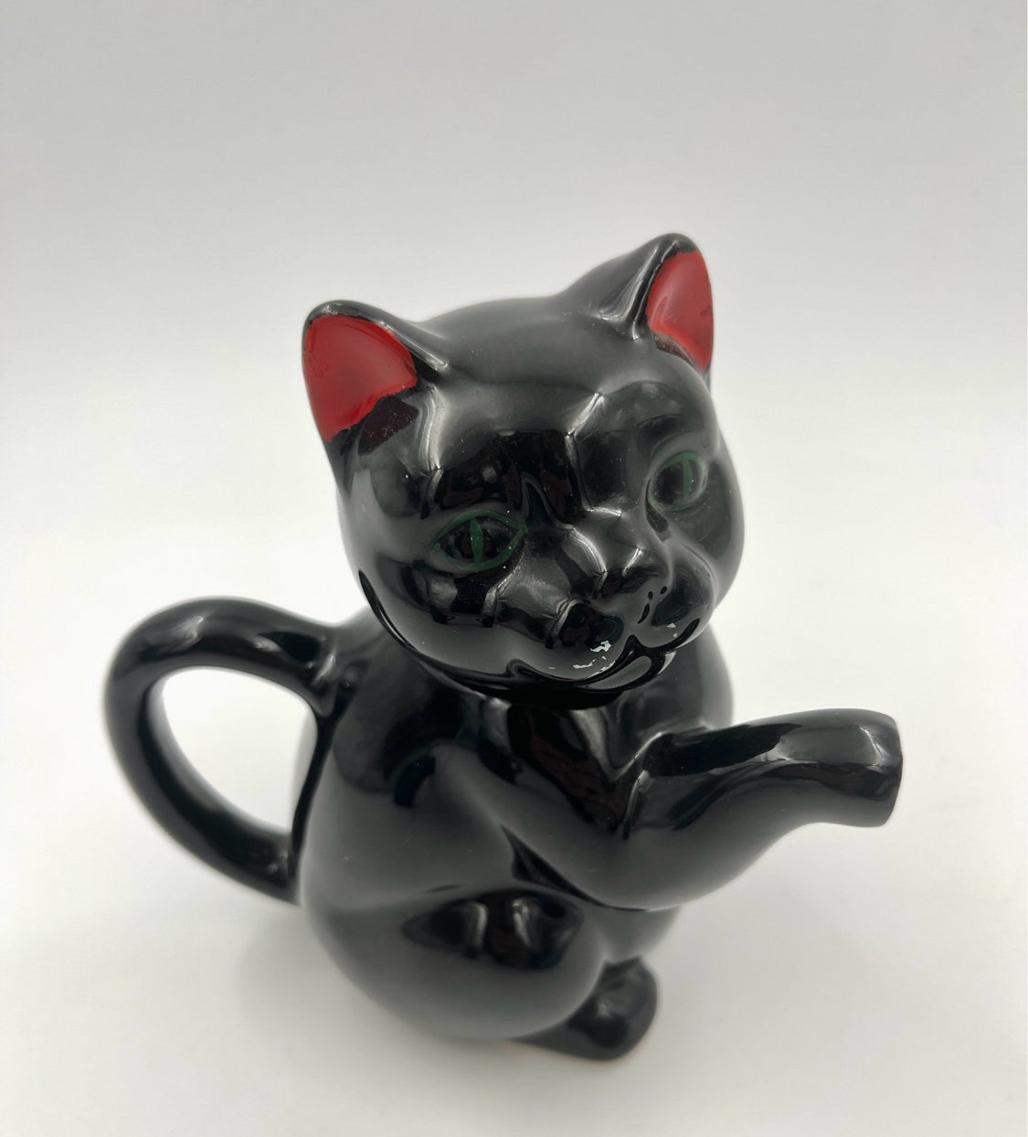 Vintage black cat teapot retro cat pitcher ceramic