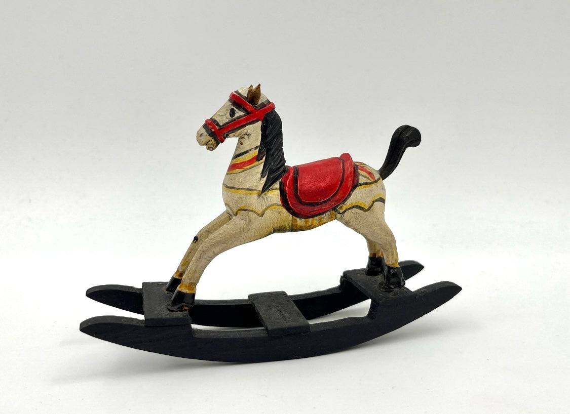 Vintage Hand-Painted Wooden Rocking Horse Carousel Horse Retro Decor