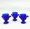 Vintage Cobalt Blue Pressed Glass Egg Cups – Bird Design
