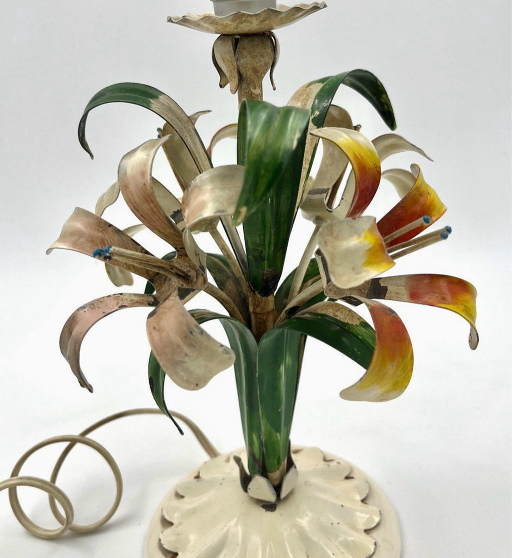 Vintage metal lily table lamp retro 1960s 1970s