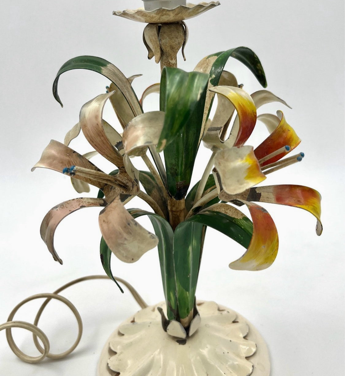 Vintage metal lily table lamp retro 1960s 1970s