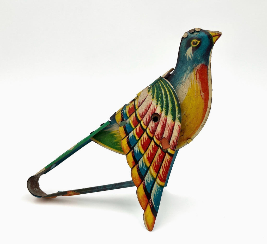 Antique lithographed tin toy bird retro vintage