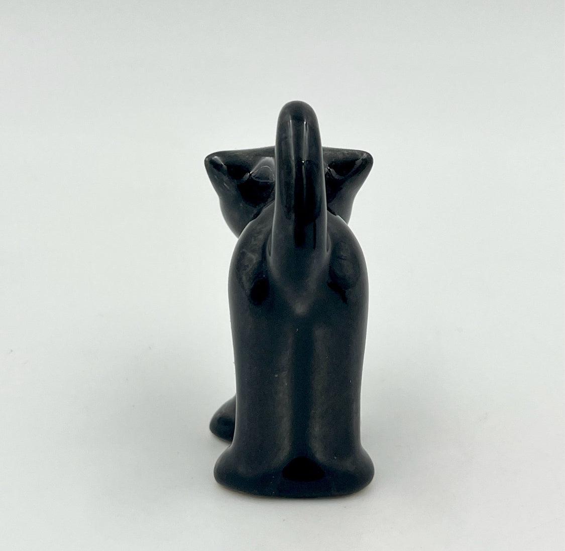 Vintage Black Ceramic Cats with Green Eyes – Mid Century Retro Cat Figurines