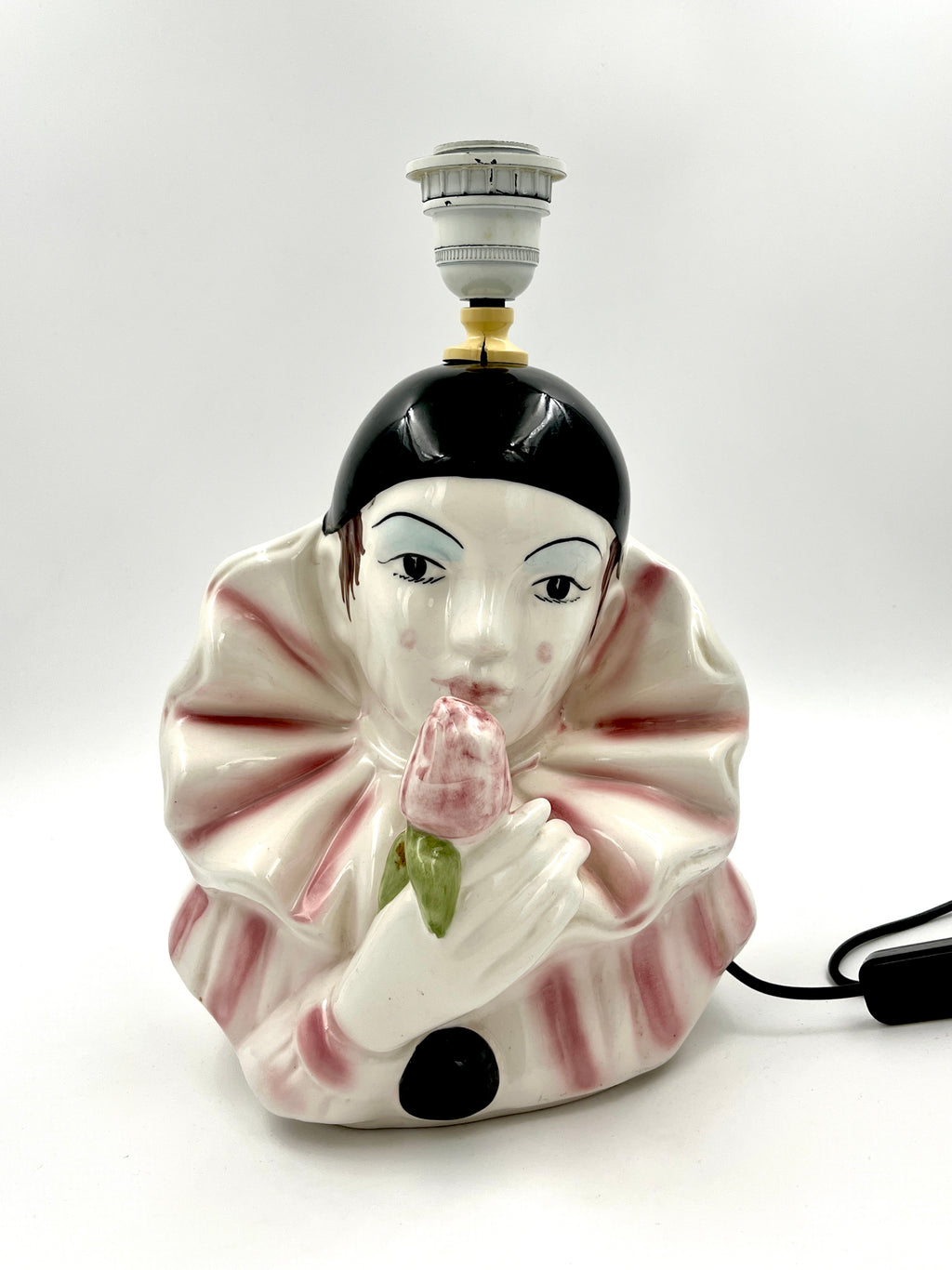 Vintage Pierrot Table Lamp in Porcelain – Retro Clown Figure Lamp Base
