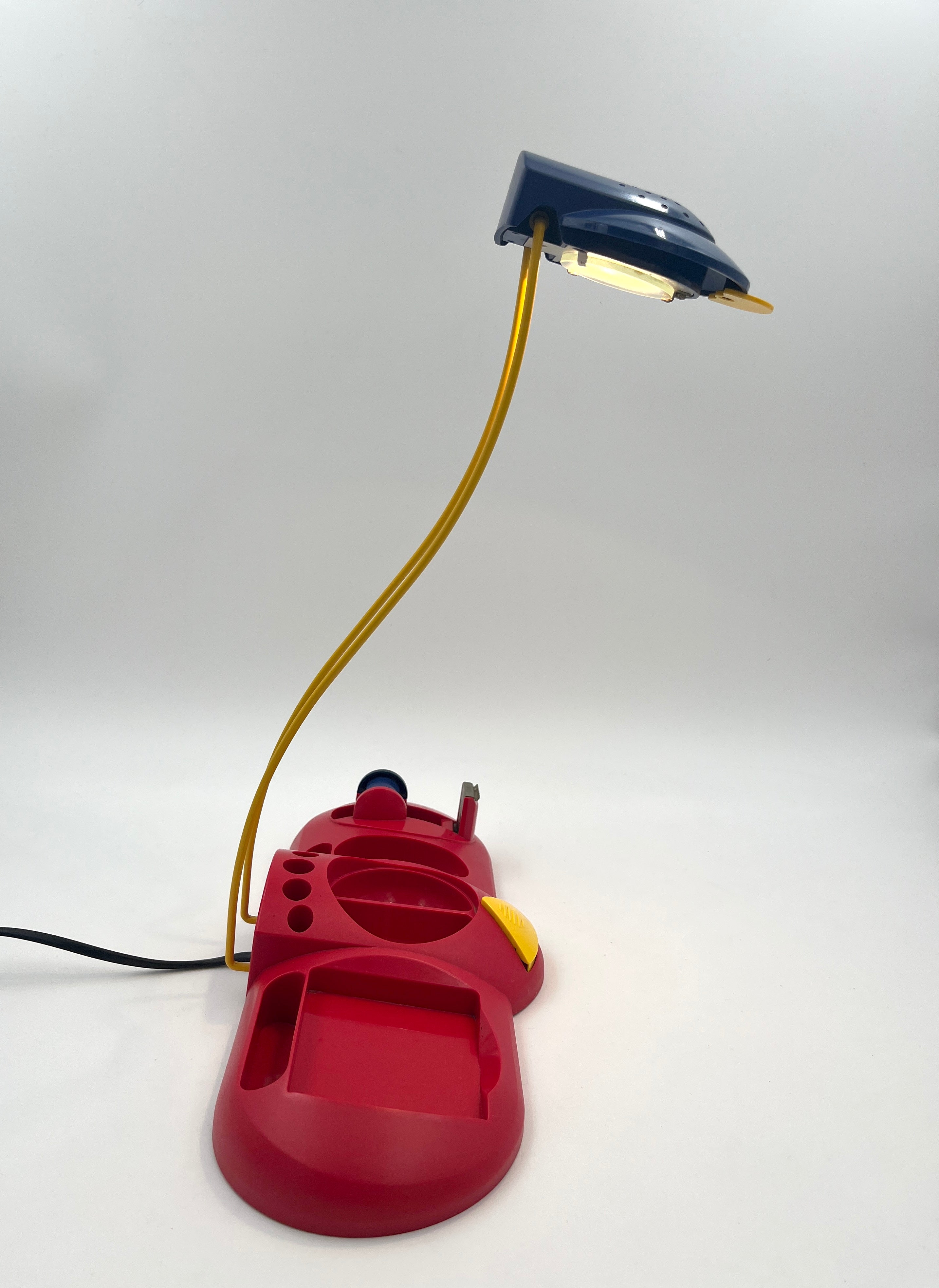 Vintage Desk Lamp with Organizer Memphis Milano Style, Postmodern Design 1980s 1990s