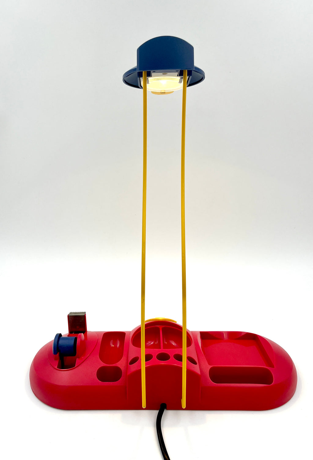 Vintage Desk Lamp with Organizer Memphis Milano Style, Postmodern Design 1980s 1990s