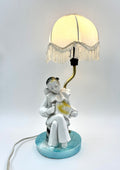 Vintage Pierrot Clown Table Lamp with Fringe Shade Art Deco Style Accent Light