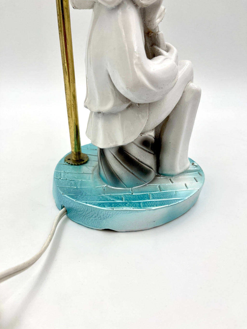 Vintage Pierrot Clown Table Lamp with Fringe Shade Art Deco Style Accent Light