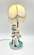 Vintage Pierrot Clown Table Lamp with Fringe Shade Art Deco Style Accent Light