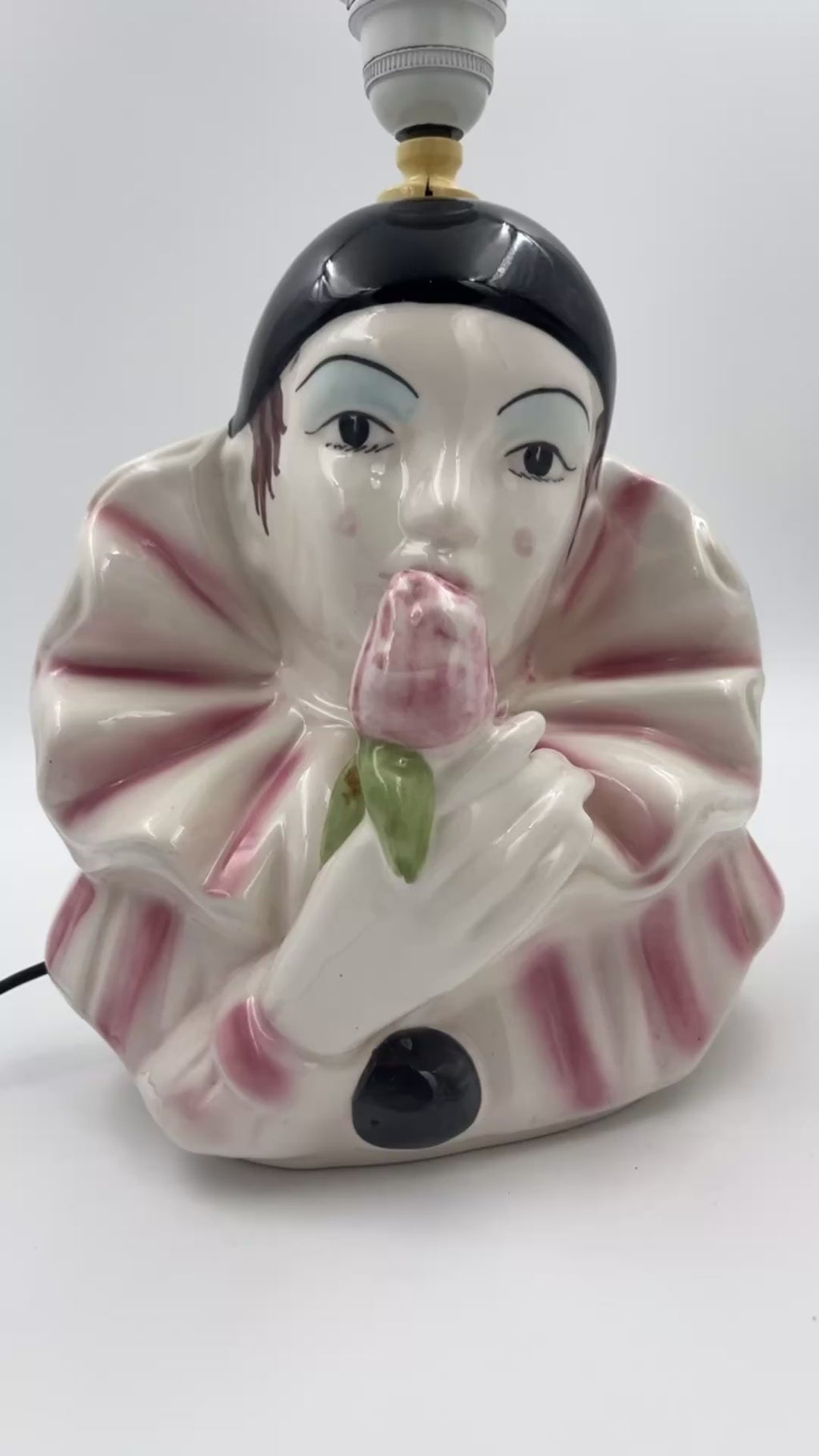 Vintage Pierrot Table Lamp in Porcelain – Retro Clown Figure Lamp Base